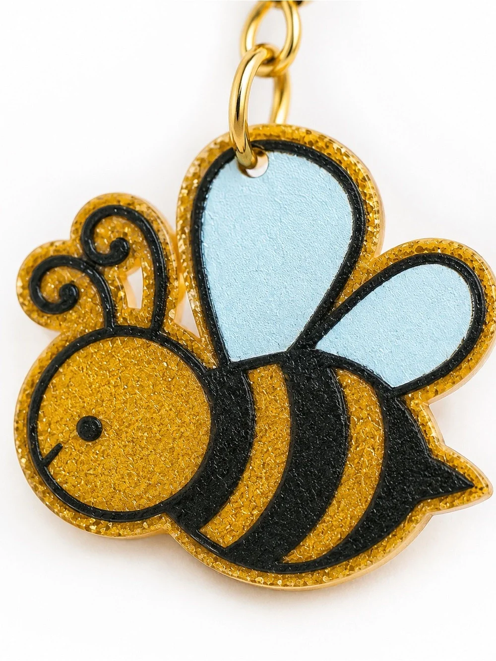 Glitter Bee Dangle Earrings Gold Tone Cute Bumble Bee Acrylic Spring Cottagecore